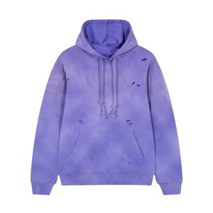 Sweat à capuche violet délavé sur mesure avec poche kangourou – Sweat-shirt streetwear oversize - Product Image 1