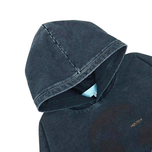 Impression personnalisée lavée à l'acide Boxy 500 Gsm French Terry en détresse ourlet brut recadrée taille XL serviette Techniques de broderie Hoodies - Product Image 2