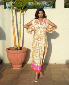 Robe longue de Bohème à manches froides pour femmes - Product Image 1