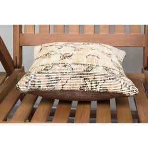 Oreiller Patchwork Kantha en laine beige 12x12 pouces luxueux Vintage brodé moelleux imprimé coussin rustique pour une utilisation au sol - Product Image 5
