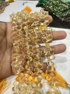 ลูกปัดหินควอตซ์หนามีเหลี่ยมเพชรพลอยธรรมชาติควอตซ์ Briolette ขนาด8นิ้ว - Product Image 3