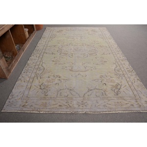 Alfombra turca Vintage Beige de 3,8x9 pies, estilo bohemio, diseño de retazos de lana hecho a mano, respaldo de látex para pasillo Rectangular de cabecera - Product Image 1