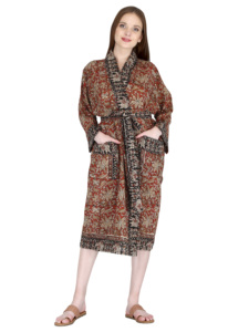 <b>Summer</b> European Cotton Maxi Robe Quality <b>Ladies</b> Bathrobe Kimono <b>Cardigan</b> with Casual Floral Print Boho Style Weddings Beaches - Product Image 6