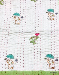 Edredón Kantha de bebé estampado Handblock Reversible seco de algodón puro para compra al por mayor al mejor precio - Product Image 5