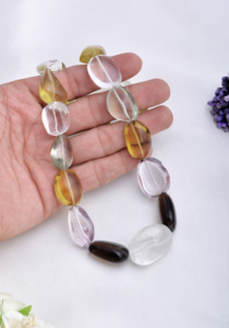 Multiple Gemstone Plain Tumble Necklace l 18 Inches Natural Mixed Gems Smooth Tumbles For Fine Jewelry Making <b>Top</b> Quality - Product Image 4
