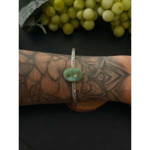 Navajo Handmade Sonoran Gold Turquoise & Sterling Silver Fashion Cuff Bracelet - Product Image 2