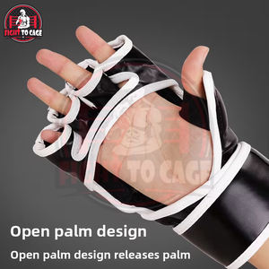 Black White Color Comfortable High Quality Premium <b>Leather</b> Microfiber Hook & Loop Closure Wrist Support Boxing MMA <b>Gloves</b> - Product Image 3