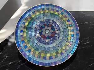 Dazzling <b>Mosaic</b> Side Table: Iridescent <b>Art</b> - Blue Coffee Table - Side Table - Livingroom Decor - Gift - Product Image 3
