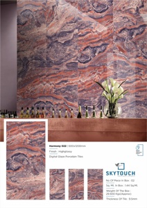 Carreaux de porcelaine brillants de couleur violette au design moderne Harmony, 600x600/600x1200 mm, fabricant exportateur, carreaux émaillés polis - Product Image 4