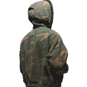 Sudaderas con Capucha y Cremallera de Camuflaje Desgastado Personalizadas al por Mayor, Sudaderas con Capucha de Camuflaje de Moda Otoñal Cálidas y Holgadas, Personalización OEM para Hombre - Product Image 4