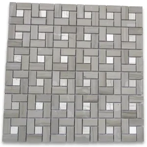 Y685XP Atenas Gris Veta de madera Mármol Mosaico Azulejo Haisa Calcita serpentina pulida oscura para piso de baño al aire libre Natural - Product Image 1