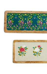 Vintage Painted Wood Serving Trays with Floral Design for Food Storage for Ramadan Wedding Diwali & <b>Party</b> Occasions - Product Image 3
