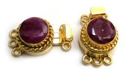 ตะขออัญมณีทับทิม1เส้นแบบ2และแบบ3เกลียวสำหรับกล่องทรงกลมเครื่องประดับ24X19X10MM ชุบทอง18K ทำเข็มกลัด B619 - Product Image 4