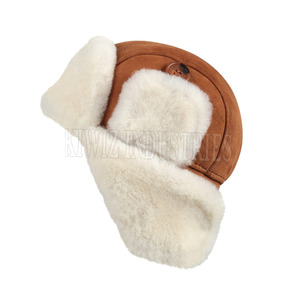 Personalizada nueva piel de oveja ajustable bajo Moq sólido liso hombres Shearling sombreros de piel de oveja - Product Image 4