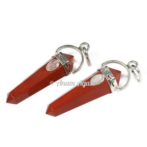 Colgantes de envoltura de doble punta de ágata musgo Piedra preciosa envuelta en alambre de calidad tallada en estilo Feng Shui Las mejores tarifas disponibles - Product Image 6