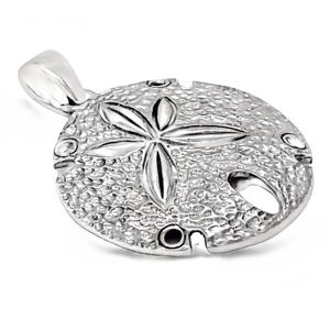 Collier à pendentif fin en dollars de sable à surface texturée - Product Image 2