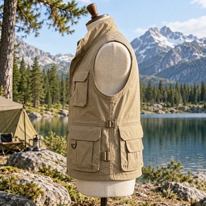 Hiking <b>Vest</b> Made With Durable Polyester Fabric Lightweight Construction Breathable Design Multiple Utility Pockets Secure Zipper - Product Image 4