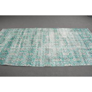 Alfombra Turca Grande de 4.6x9.6 pies, Alfombra Marroquí Vintage Azul y Blanca de Lana - Product Image 2