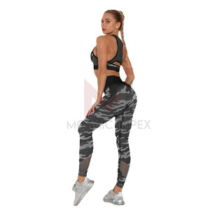 Conjunto de Yoga de dos piezas con logotipo personalizado para mujer, ropa de entrenamiento físico de cintura alta, sujetador elástico transpirable, mallas con estampado de diseño sólido - Product Image 5