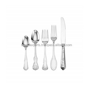 Juego de cubiertos para servir vajilla de diseño único Juego de cubiertos con acabado plateado de acero inoxidable Hecho a mano Personalizado - Product Image 4