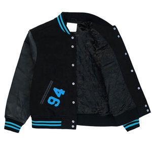 Logos de broderie personnalisés Veste universitaire en laine chenille pour hommes avec col montant Imperméable et respirant Couleurs et tailles personnalisées - Product Image 1