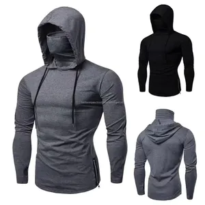 Benutzer definierte Unisex Athletic Hoodies Slim Fit Langarm-Sweatshirt mit Face cover Fitness Casual Pullover Outwear