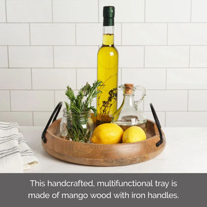 Plateaux de service en bois massif Plateau en bois brun pour usage domestique Plateau de stockage de fruits et légumes Petite organisation de stockage - Product Image 2