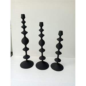 Modern Matte <b>Black</b> Metal <b>Pillar</b> <b>Candle</b> Holder Set of 3 Nordic Style Iron Taper Candlestick for Wedding Centerpiece & Luxury Home - Product Image 6