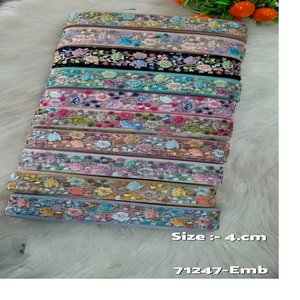 Rubans brodés à la machine de 4 cm de largeur sur mesure avec paillettes divers modèles en dix couleurs pour robes de mariée - Product Image 4