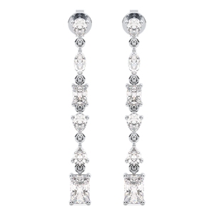 REYES-Boucles d'oreilles pendantes en Moissanite de 2.81 carats, en or 14 carats, coupe rayonnante, cadeau de mariage élégant pour les femmes, bijoux fins pour les fêtes. - Product Image 1