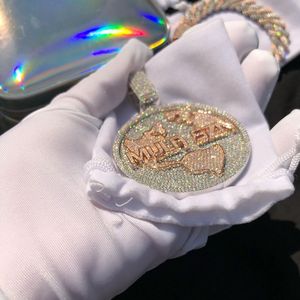 VVS Moissanite Diamond Iced Hip Hop Colgante Blanco Azul Zafiro Joyería Chapado en oro Pases Tester Con Encantadores Encantos - Product Image 1