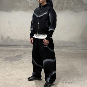 Ensemble de survêtement décontracté pour homme, personnalisé, en coton lourd, vintage, avec fermeture éclair, sweat-shirt et pantalon de survêtement, coupe ample, coupe-vent - Product Image 1