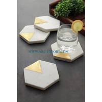 Vente en gros Sous-verres en agate bleue avec pierre dorée Sous-verres en agate bleue Vente en gros Sous-verres en agate bleue avec coussinets et tapis en pierre dorée