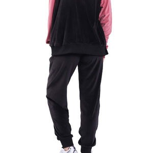 Survêtement à capuche zippé noir rose personnalisé pour femmes Sports d'hiver Ensemble de pantalons deux pièces à impression solide Survêtements de jogging d'entraînement décontractés - Product Image 5