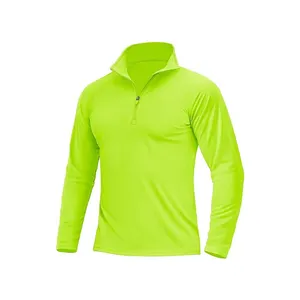Camisas de sol UPF 50 + para hombre, manga larga con cremallera, protección UV SPF, protección ligera de secado rápido, jersey con cremallera de 1/4 cuartos