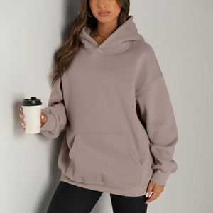 Sweats à capuche pour femmes Sweats à capuche en molleton à manches longues Épaule tombante Tricoté Respirant Casual Sweats à capuche surdimensionnés pour femmes - Product Image 4