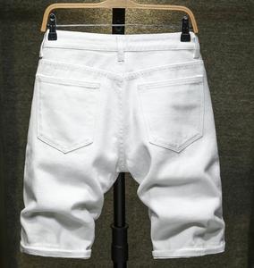 White Denim <b>Jeans</b> Shorts Distressed Ripped Button Decorated Fray <b>Jeans</b> Shorts Men' New Style Casual Denim <b>Boys</b> <b>Jeans</b> Short - Product Image 5