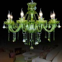 Lustre moderne en cristal vert LED pour chambre à coucher et cuisine, alimentation CA, taille moyenne, en verre