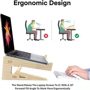 Máy tính xách tay đứng cho bàn máy tính xách tay Riser máy tính đứng bằng gỗ MacBook đứng Ergonomic gỗ máy tính xách tay chủ tương thích với MacBook/<span class=keywords><strong>Dell</strong></span> - Product Image 2