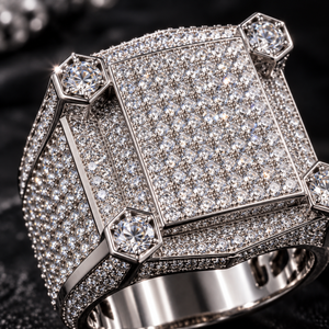 แหวนทรงสี่เหลี่ยมประดับเพชรโมอิสซาไนต์คุณภาพสูง VVS แบบ Iced Out ตัวเรือนเงินแท้ 925 ประดับมุมด้วยเพชรแบบ Pave สไตล์ฮิปฮอป สำหรับผู้ชาย - Product Image 2