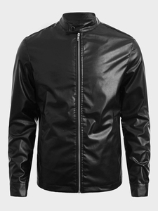 Chaqueta de cuero genuino negra informal para hombre, de alta calidad, ropa masculina, chaqueta de cuero ajustada de manga larga con cremallera para hombre - Product Image 5