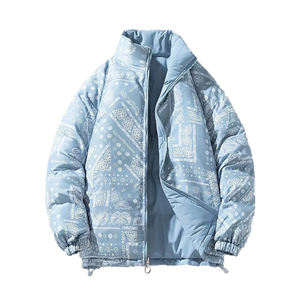 <b>Men's</b> Plus Size Winter Warm Thick Outerwear Style Zipper Closure Waterproof Breathable Paisley Pattern Reversible Puffer <b>Jacket</b> - Product Image 1