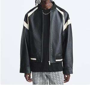 แจ็คเก็ตหนังคอตั้งสีดำปักลายตามสั่งแบบใหม่สำหรับผู้ชาย ฤดูหนาว กันน้ำ หนา - Product Image 5
