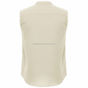 เสื้อกล้ามเฮนลีย์ผู้ชายแบบสั่งทำ OEM ผ้าฝ้ายผสมลินิน เสื้อกั๊กชายหาดฤดูร้อนลำลอง คอปกแบบแบนด์ ทรงเข้ารูป มีกระเป๋าแบบฝาปิด - Product Image 2