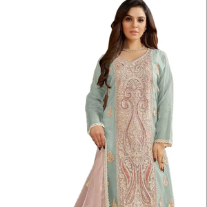 Nouvel organza pakistanais avec costume brodé lourd avec Stanton Pent avec intérieur Stanton avec organza avec Dupatta brodé - Product Image 1