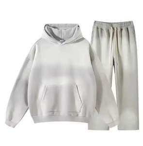 Conjunto Deportivo Vintage para Hombre con Logotipo Personalizado, Sudadera con Capucha Holgada 100% Algodón con Lavado Ácido Decolorado, Pantalones Deportivos Acampanados, Estilo Casual Tejido - Product Image 1