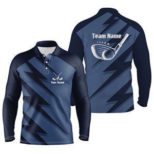 Polos de Golf de manga larga en blanco cómodos de Color sólido de calidad superior para hombres, ropa de calle, logotipo bordado personalizado - Product Image 5