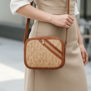 Bolso de Hombro Bohemio Ecológico y Moderno, Portátil para Exteriores, Impermeable, con Cierre de Cremallera, Patrón Geométrico, de Algodón - Product Image 1