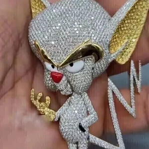 Charmes de dessin animé pour enfants en forme de hibou classique en diamant taillé 3 carats, cadeau certifié GRA, plaqué or jaune 18 carats - Product Image 3