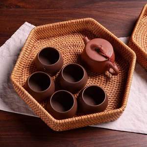 Plateau de service rond et hexagonal tissé à la main écologique OEM/ODM du Vietnam pour les restaurants - Product Image 4